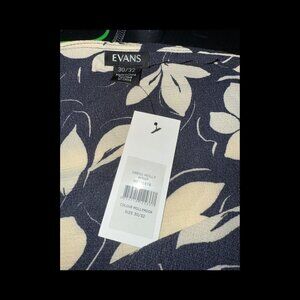 Evans Molly Wrap Dress Size 30/32 Dress- Navy with Beige Floral Print